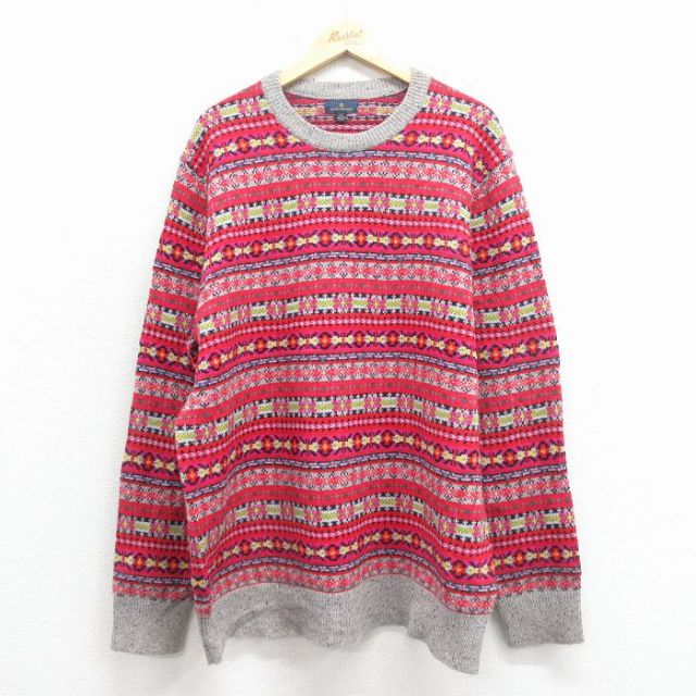 ブルックスブラザーズ 長袖セーター フェアアイル レッド XL | 古着