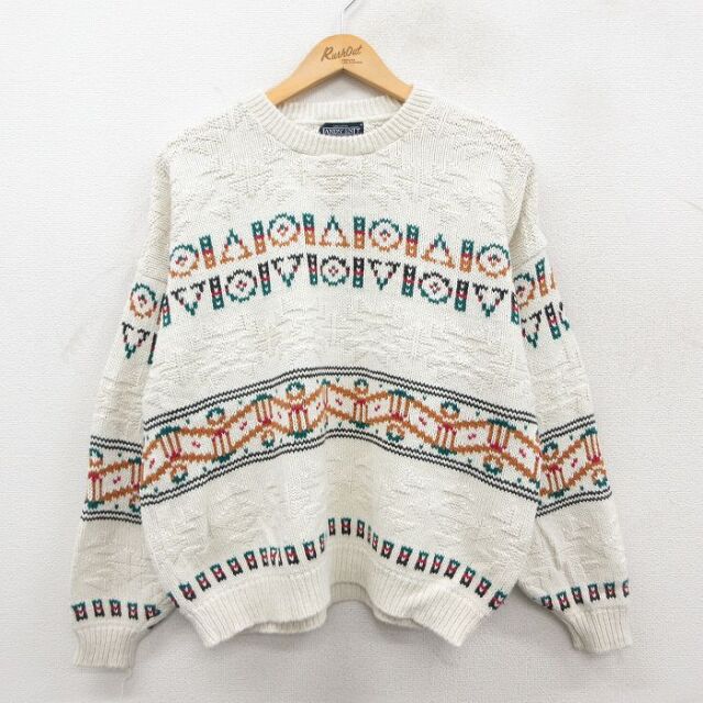 【20%OFF】ランズエンド 90s 長袖セーター ホワイト XL | 古着