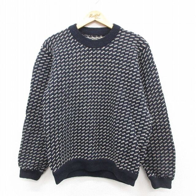 【20%OFF】エルエルビーン 80s 長袖セーター バーズアイ ネイビー M | 古着