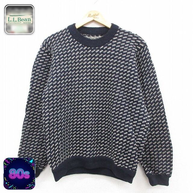 【50%OFF】エルエルビーン 80s 長袖セーター バーズアイ ネイビー M | 古着
