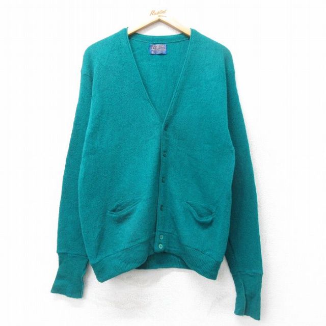 S★古着 ペンドルトン 長袖 ニット カーディガン メンズ 80年代 80s ウール USA製 緑 26jan15