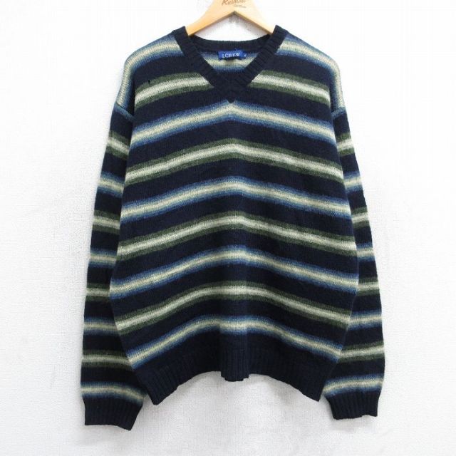 【20%OFF】ジェイクルー 長袖セーター ボーダー ネイビー XL | 古着