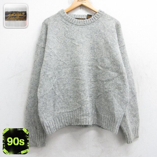 【50%OFF】エディーバウアー 90s 長袖セーター グレー XL | 古着