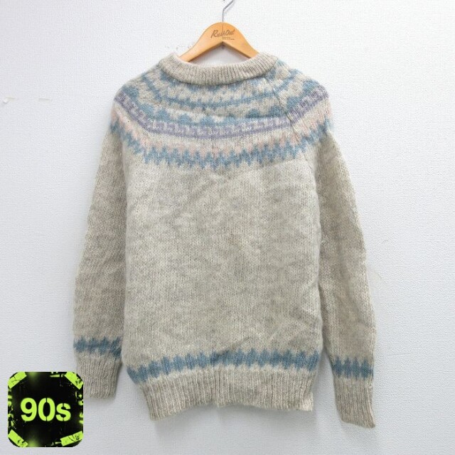 ノルディック 90s 長袖セーター ラグラン グレー M | 古着