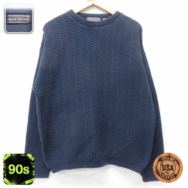 【50%OFF】90s 長袖セーター ネイビー L | 古着