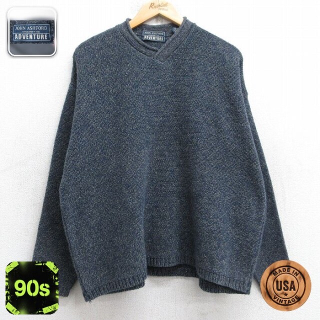 【50%OFF】90s 長袖セーター ネイビー XL | 古着