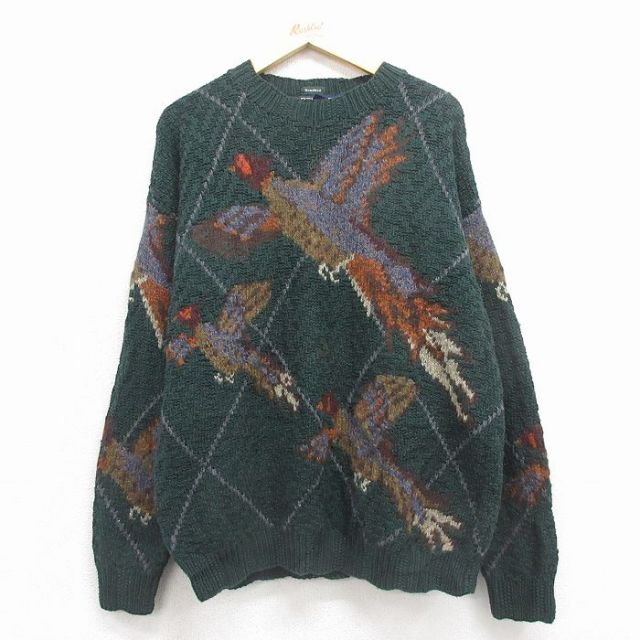 ノーティカ 90s 長袖セーター 手編み グリーン XL | 古着