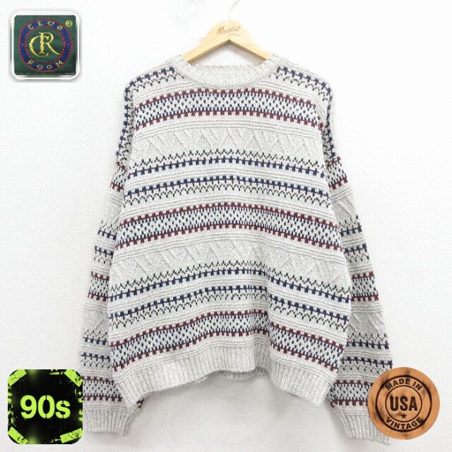 【50%OFF】90s 長袖セーター 霜降り グレー XL | 古着
