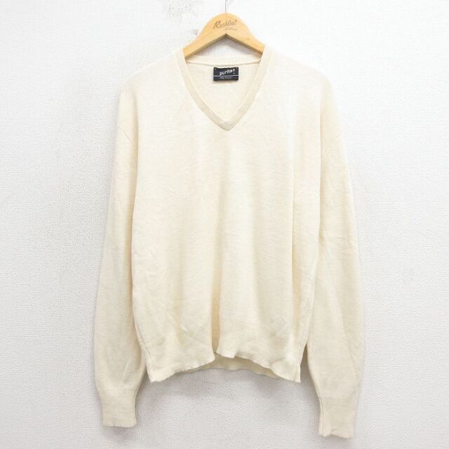 【20%OFF】ピューリタン 80s 長袖セーター 生成り ベージュ L | 古着