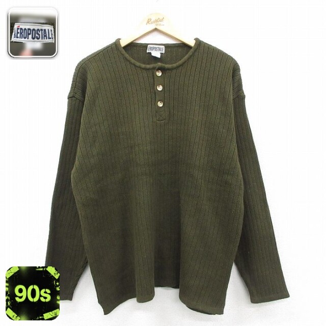 【50%OFF】エアロポステール 90s 長袖セーター グリーン L | 古着