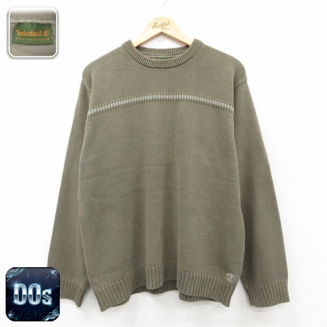 【50%OFF】ティンバーランド 00s 長袖セーター ワンポイントロゴ グリーン XL | 古着