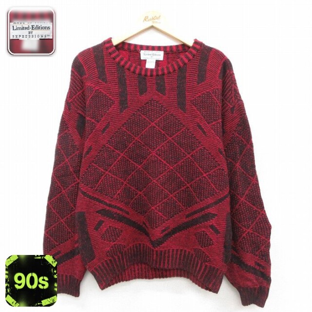 90s 長袖セーター レッド M | 古着