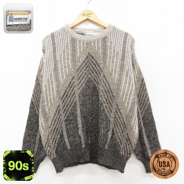 【50%OFF】ロンドンフォグ 90s 長袖セーター ベージュ L | 古着