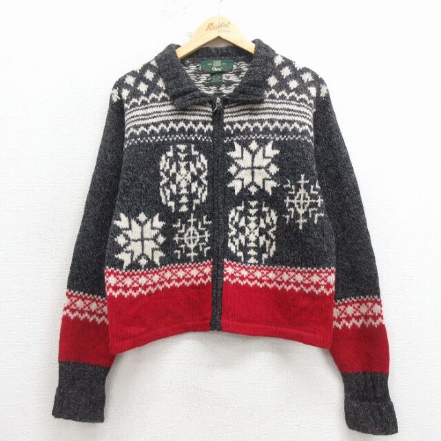 【20%OFF】オービス 90s 長袖フルジップニットカーディガン 霜降り グレー M | 古着
