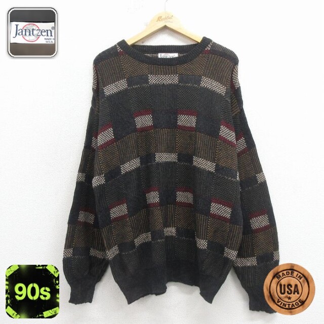 【50%OFF】ジャンセン 90s 長袖セーター ブラック XL | 古着