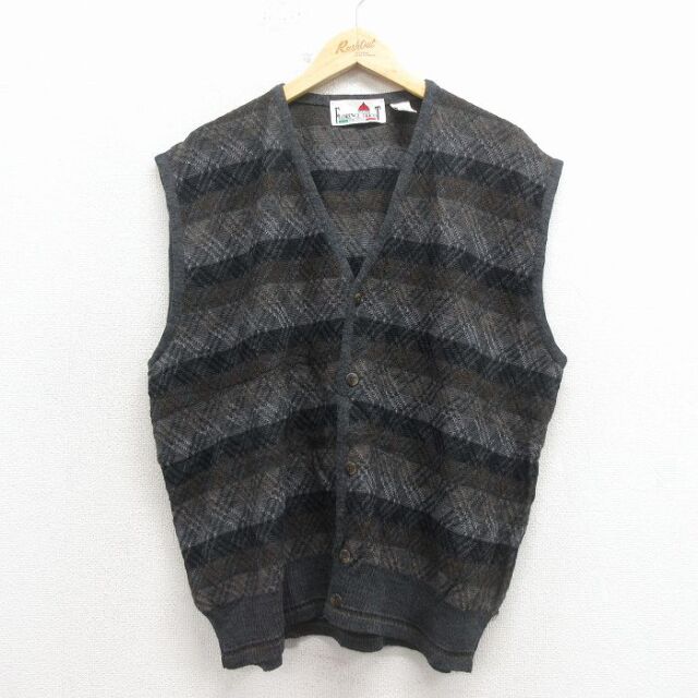 XL★古着 ニット ベスト メンズ 90年代 90s イタリア製 グレー系他 26feb02