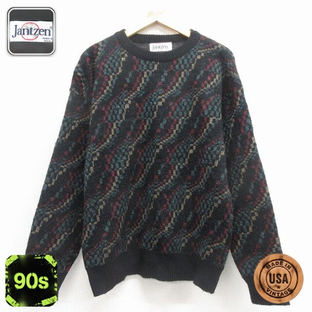 【50%OFF】ジャンセン 90s 長袖セーター ブラック L | 古着