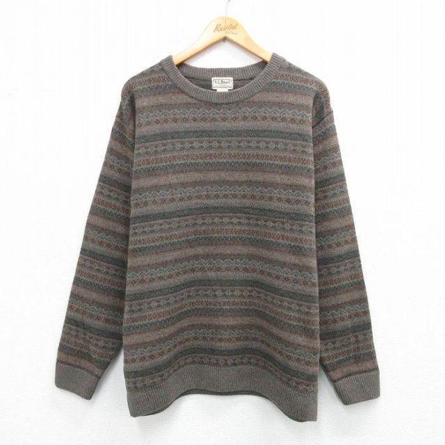 【20%OFF】エルエルビーン 00s 長袖セーター フェアアイル ブラウン XL | 古着