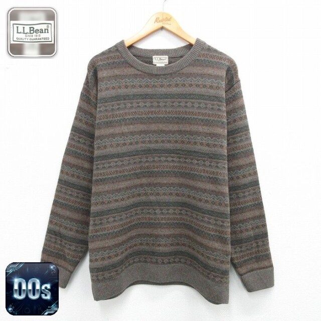 【50%OFF】エルエルビーン 00s 長袖セーター フェアアイル ブラウン XL | 古着