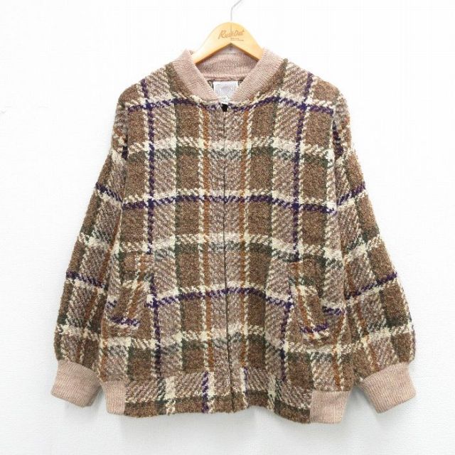 L★古着 長袖 ウール ジャケット メンズ 90年代 90s アイルランド製 茶他 チェック【spe】26feb03
