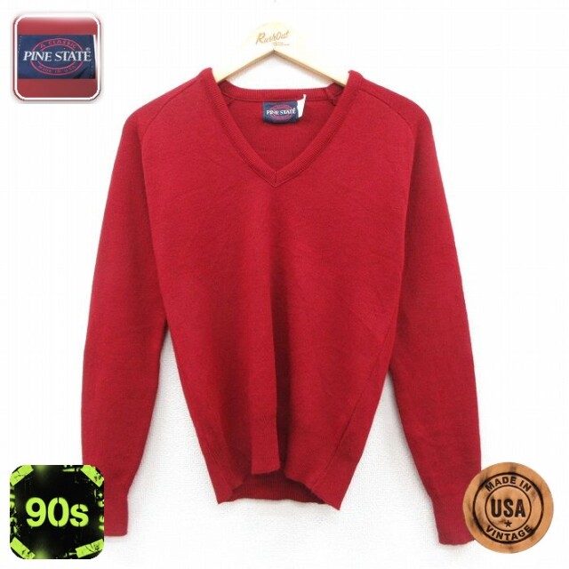 【50%OFF】90s ラグランセーター バーガンディ XS | 古着