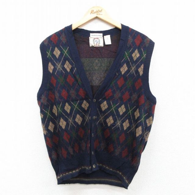 古着通販 M☆古着 ニット ベスト メンズ 90年代 90s アーガイル