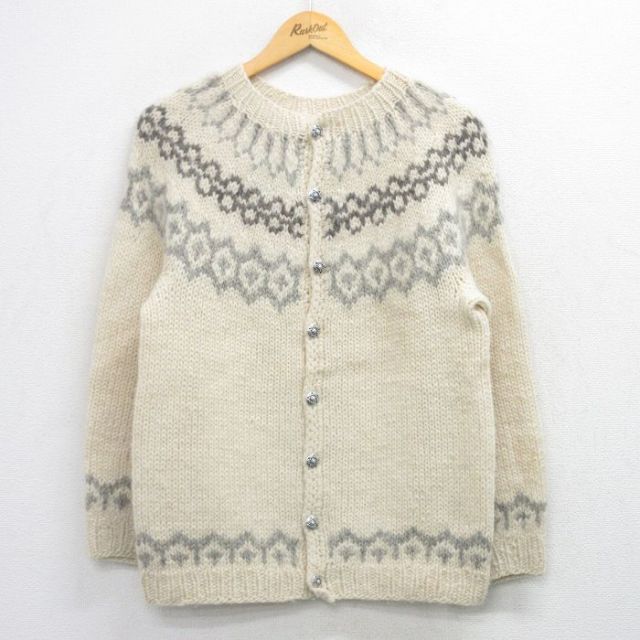 【20%OFF】ロパペイサ 80s 長袖カーディガン 手編み 生成り ベージュ M | 古着
