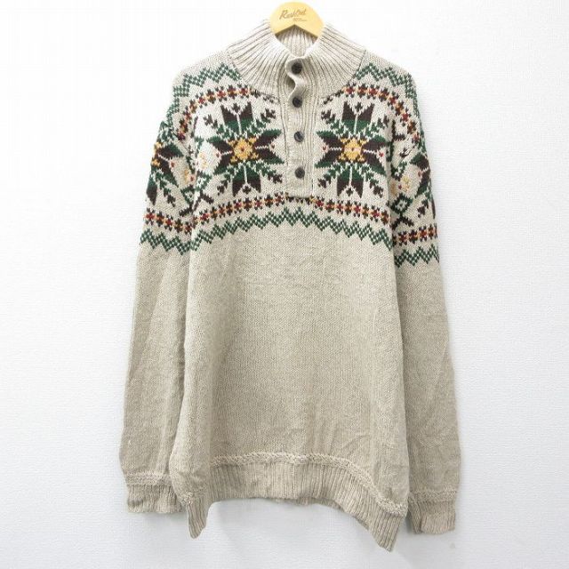 ラルフローレン 90s 長袖セーター 雪柄 ベージュ XL | 古着