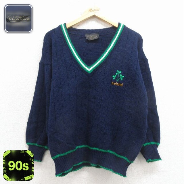 クローバー 90s 長袖セーター Vネック ネイビー M | 古着