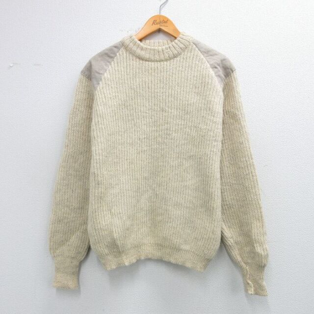 【20%OFF】90s 長袖セーター ヒジ当て 生成り L | 古着