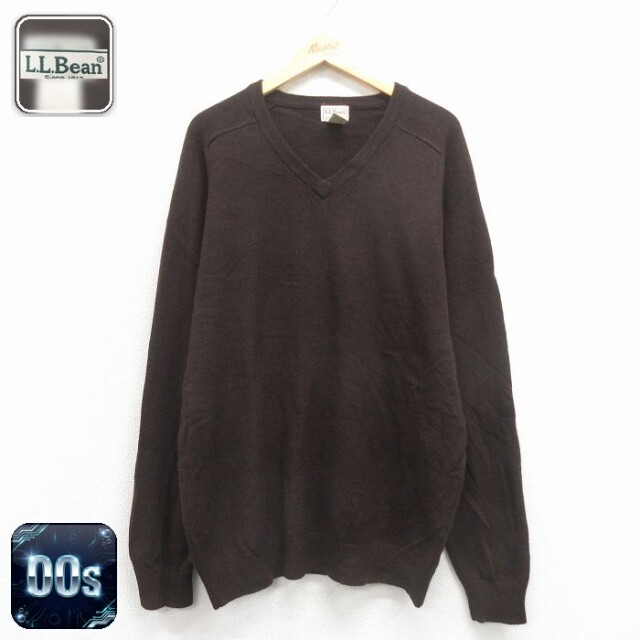 【50%OFF】エルエルビーン 00s ラグランVネックセーター ブラウン L | 古着