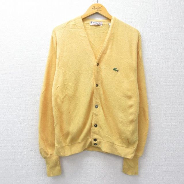【20%OFF】IZOD 70s 長袖ニットカーディガン ワンポイントロゴ イエロー L | 古着