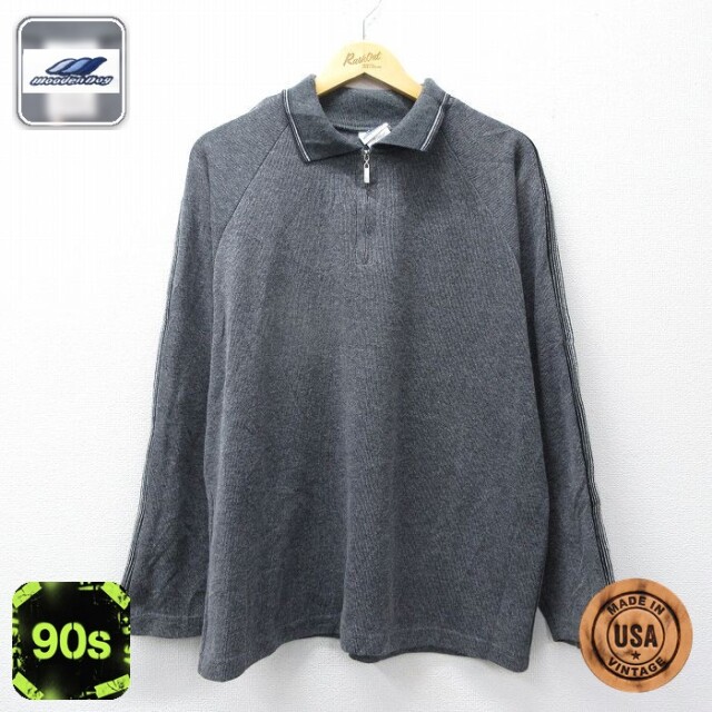 【50%OFF】90s ハーフジップセーター 無地 グレー XL | 古着