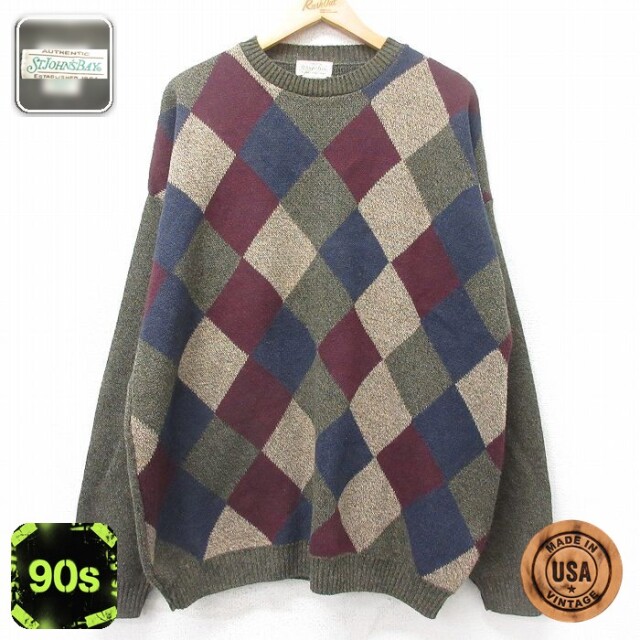 【50%OFF】セントジョンズベイ 90s 長袖セーター グリーン XL | 古着