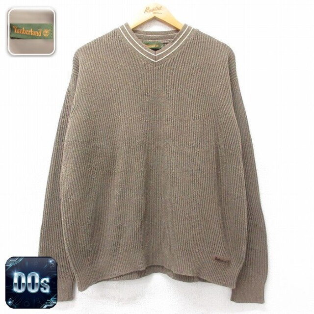 【50%OFF】ティンバーランド 00s 長袖セーター Vネック グリーン XL | 古着