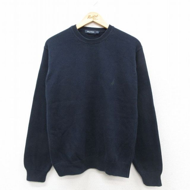 【20%OFF】ノーティカ 長袖セーター ワンポイントロゴ ネイビー M | 古着