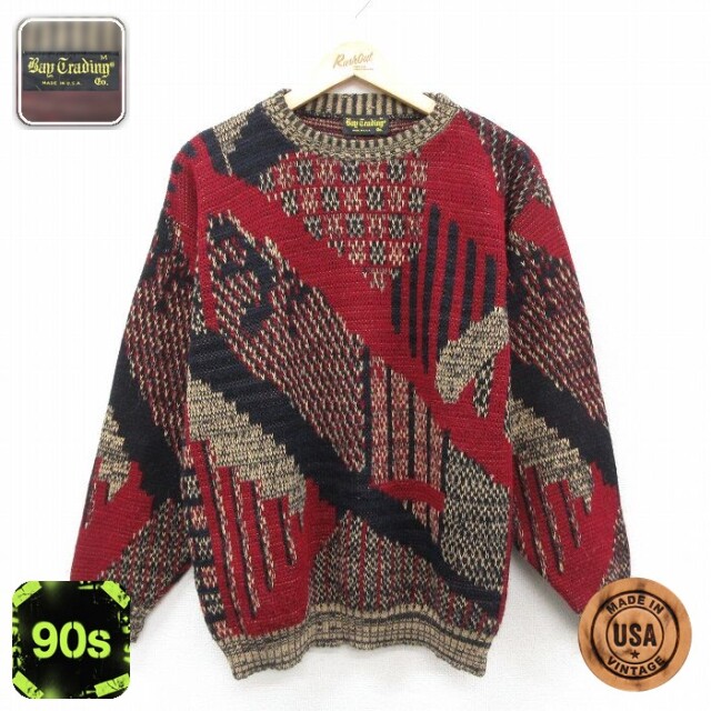 【50%OFF】90s 長袖セーター バーガンディ M | 古着
