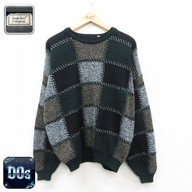 ビューグルボーイ 00s 長袖セーター ブラックチェック XL | 古着
