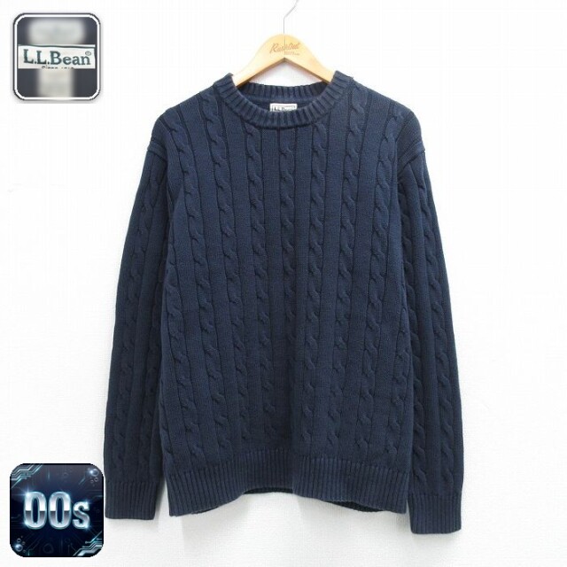 【50%OFF】エルエルビーン 00s 長袖セーター ケーブル ネイビー XL | 古着