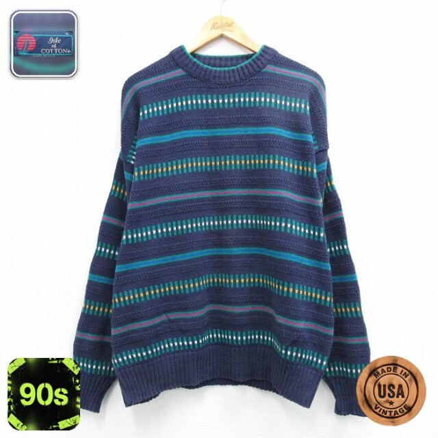 【50%OFF】90s 長袖セーター ネイビー XL | 古着