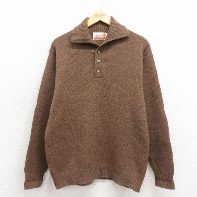 L★古着 ピューリタン 長袖 セーター メンズ 80年代 80s USA製 濃ベージュ 霜降り 26mar09