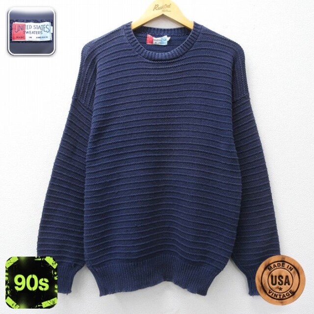 【50%OFF】90s 長袖セーター ネイビー L | 古着