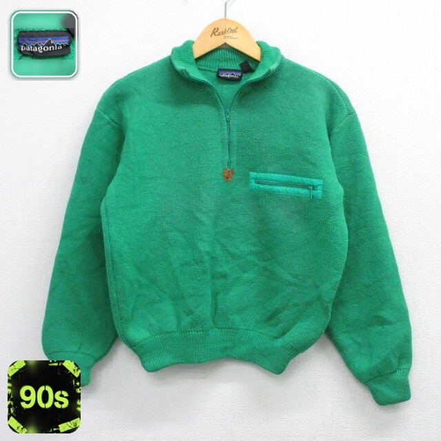 【20%OFF】パタゴニア 90s ハーフジップセーター アルピニスト グリーン S | 古着