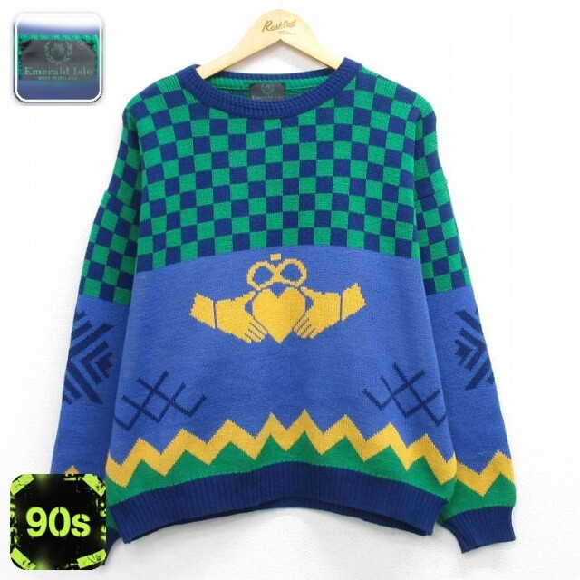 90s 長袖セーター ハート ネイビー XL | 古着