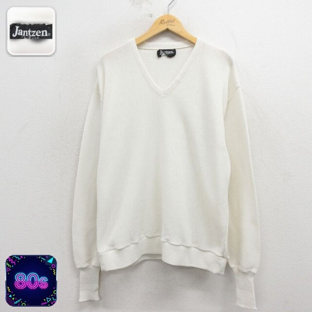 【20%OFF】ジャンセン 80s 長袖セーター ホワイト L | 古着