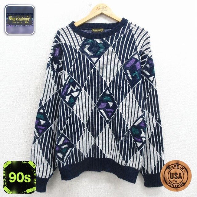 【20%OFF】90s 長袖セーター ネイビー M | 古着