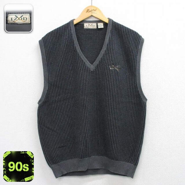 IZOD 90s ニットベスト グレー メンズL相当 | 古着