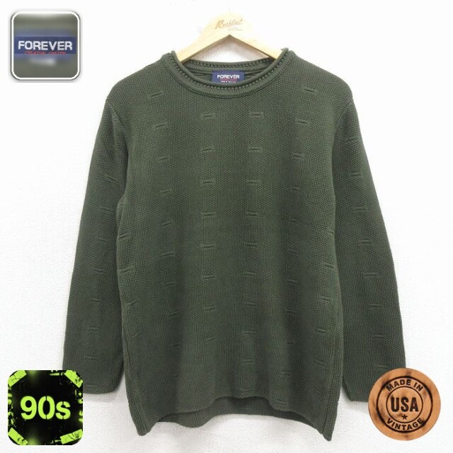 【20%OFF】90s 長袖セーター グリーン メンズS相当 | 古着