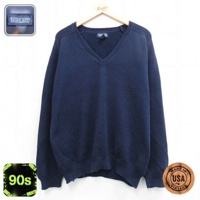 【20%OFF】ランズエンド 90s 長袖セーター ネイビー メンズXL相当 | 古着