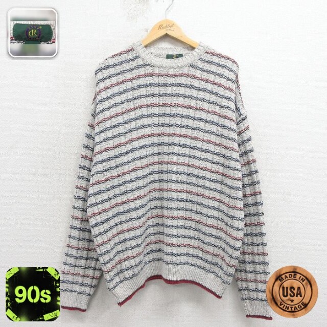 【20%OFF】90s 長袖セーター グレー メンズXL相当 | 古着